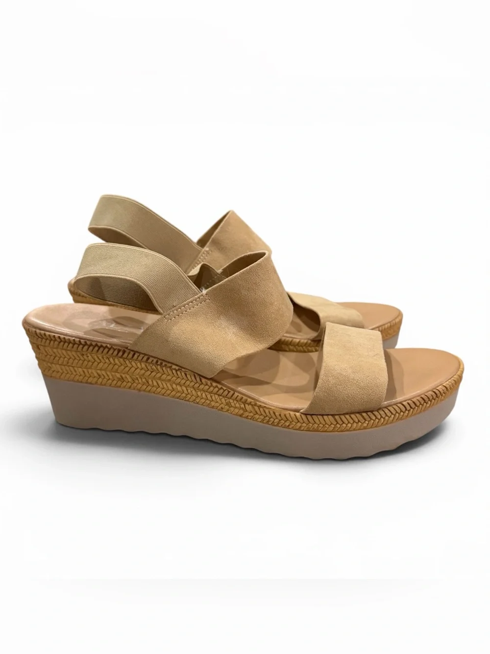 Itallian‎ Shoemakers Women's 10 Tan Leather Sling Back Wedge Platform Sandal S5